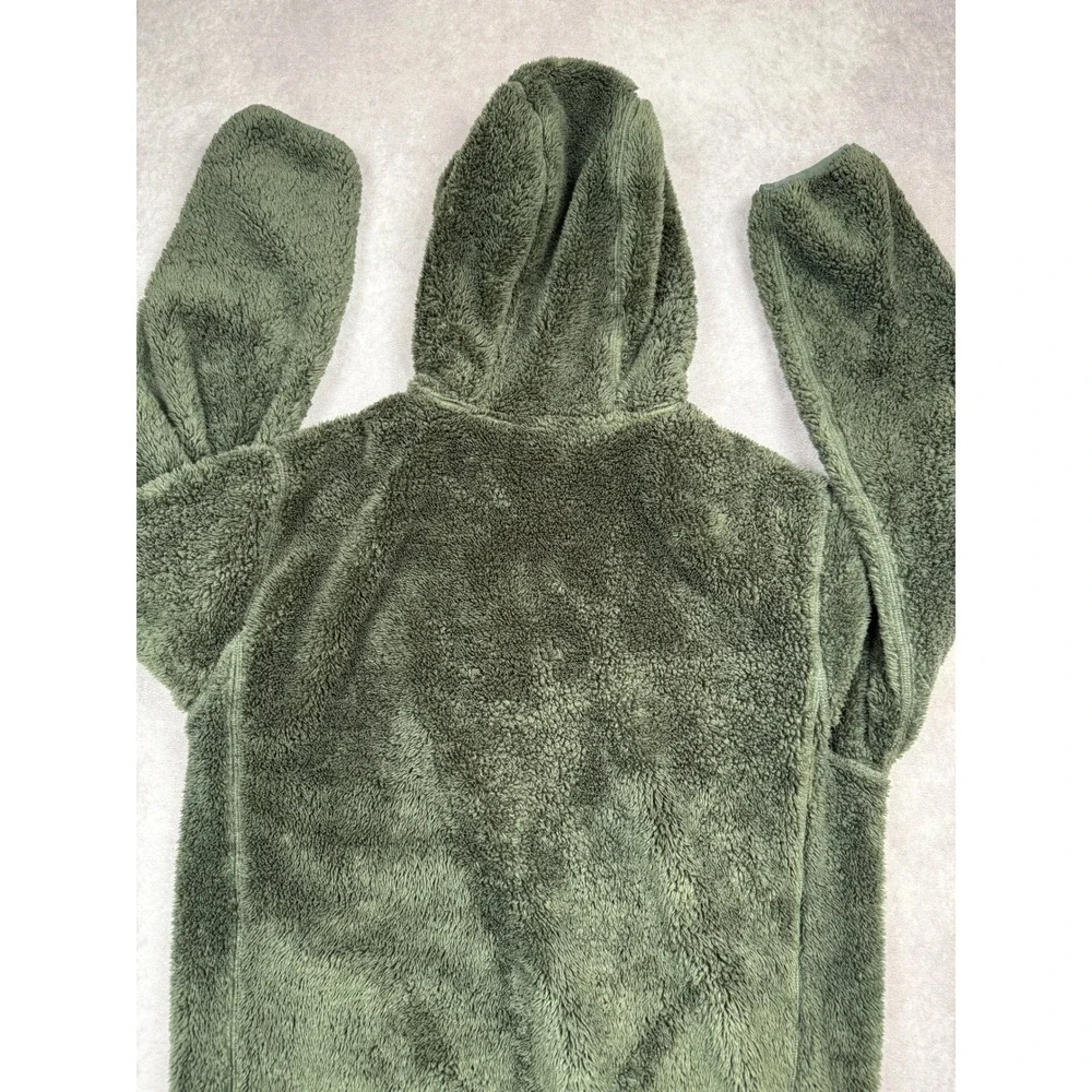 Roark Men M Sherpa Fleece Full Zip Hoodie Olive Green Camo Pocket Jacket Outdoor